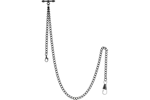 TREEWETO Pocket Watch Albert Chain T-Bar Watch Chain Link 16 inch 2 Hooks Bronze/Silver/Gold/Black Classic Antique Fob T Bar