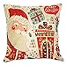4TH Emotion Colorful Christmas Santa Claus Standard Cotton Linen Decorative Throw Pillow Covers Cushion Covers 18 X 18(#hot)