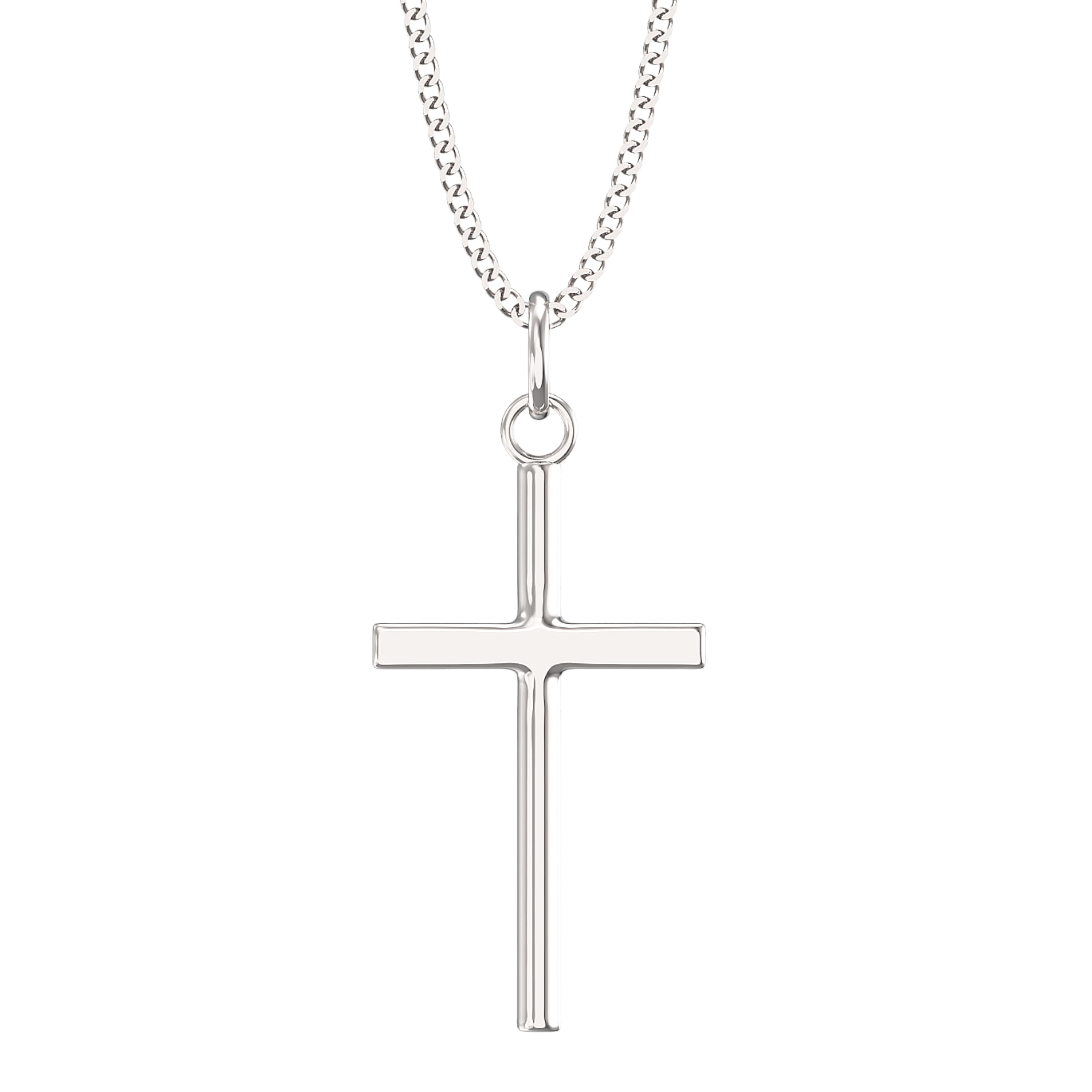 Aeon Crucifix Cross Necklace - 925 Sterling Silver | Adjustable 16-18 Inch Chain | Polishing Cloth Included | Gifts for Religious Occasions (Plain Crucifix) — image 1