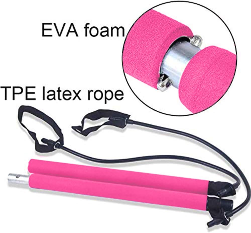 Pilates Exercise Stick Pilates Bar Kit Portable Exercise Resistance Band Toning Bar Home Gym Yoga Pilates with Foot Loop for Total Body Workout : Sports & Outdoors