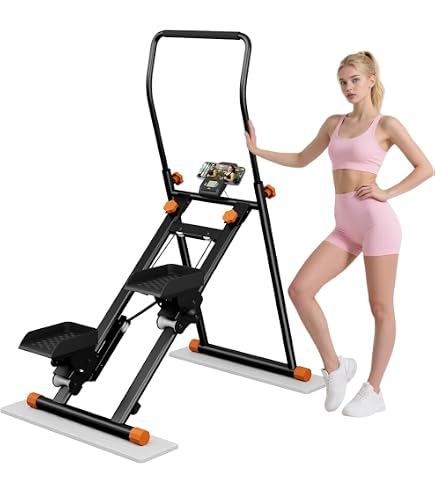 Stepper Vertical Pliable Avec Guidon – Appareil Cardio Compact Pour La Maison, écran LCD, 3 Hauteurs Réglables, Jusqu'à 136 Kg