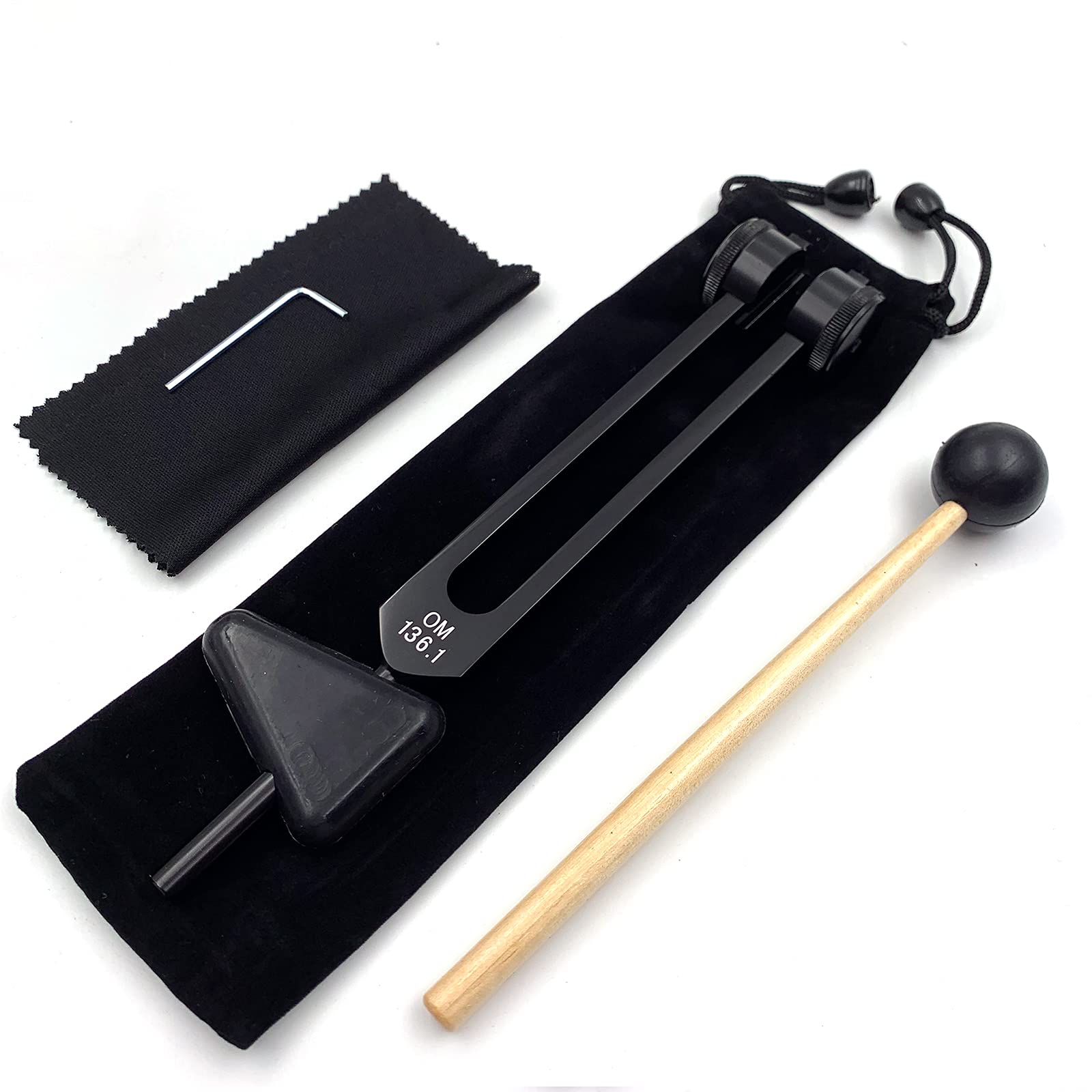OM 136.1Hz Tuning Fork Weighted, Heart Chakra Tuning Energy Fork for Sound Healing, Meditation, Immune System and Circulatio, Perfect Healing Musical Instrument, Black