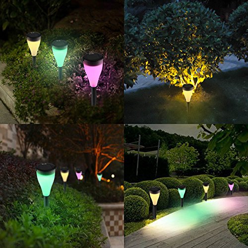Icicle Color Changing Solar Lights,6 Pack Waterproof Outdoor Landscape Path Lights with 7 Color and 3 Modes Setting,Perfect Decoration Lighting for Garden Pathways & Flower Beds,Yard,Lawn,Fence - Thumbnail 4
