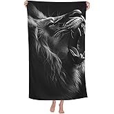 VANZEV Lion Beach Towel Animal Theme Sand-Free Microfiber Bath Towel Ultra Soft Quick Dry Pool Towel Absorbent Towel Lightweight Towel Gifts for Outdoor Bathroom Swimming Decor 31inx51in