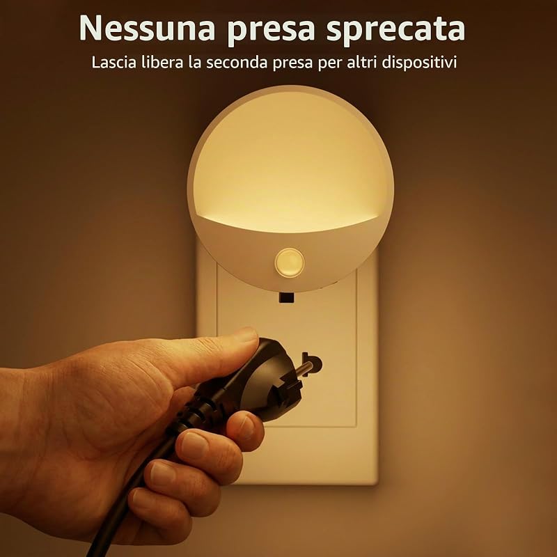 Luce Notturna Bambini, 2 Pezzi 3 Modalità Luce Notturna da Presa