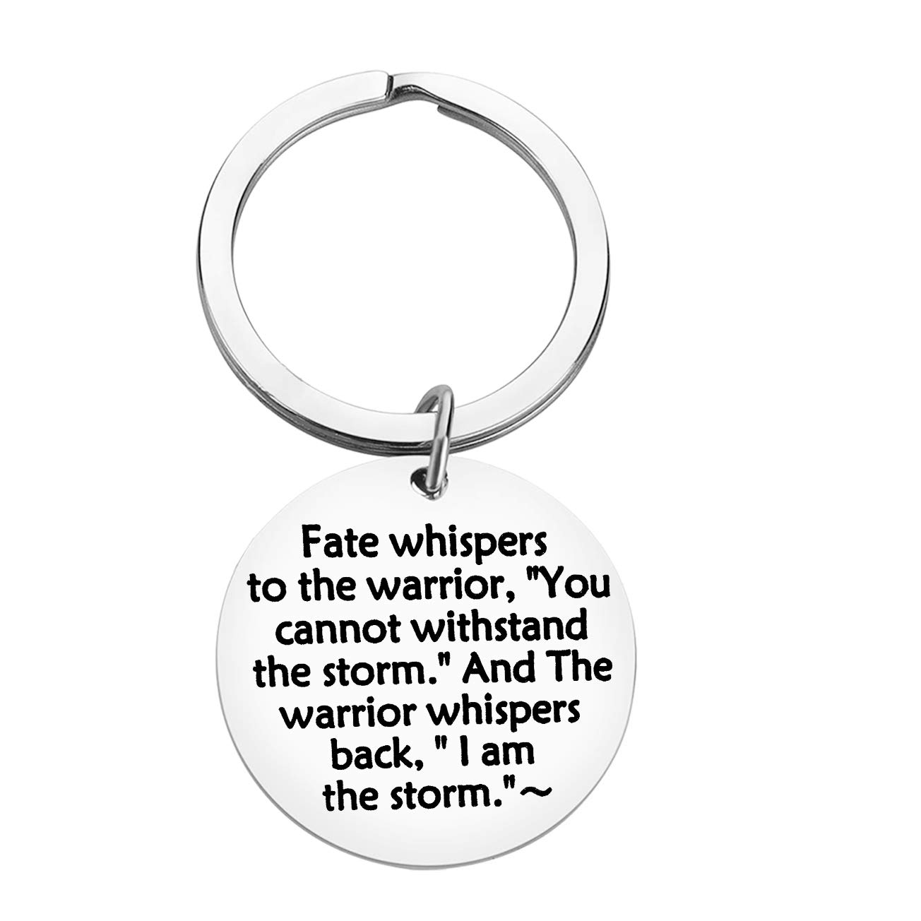 Encouragement Keyring I am The Storm Fate whispers to The Warrior Keychain Inspirational Keyring Gift for Women Men Teen Girls Boys Christmas Birthday Gifts for Son Daughter Graduation Gift