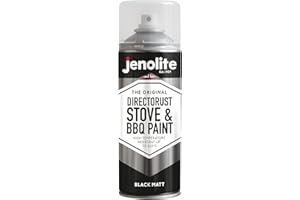 JENOLITE Directorust High Heat Spray Paint for Metal - BLACK - Smooth Matt Finish BBQ & Stove Aerosol Paint - Very High Temperature Resistant Up to 1200°F (650°C) - 13.5 Ounces (400ml)