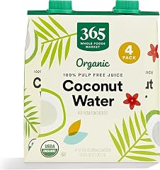 365 by Whole Foods Market, Organic Coconut Water, 100% Pulp-Free Juice, 16.9 Fl Oz per Carton, Pack of 4