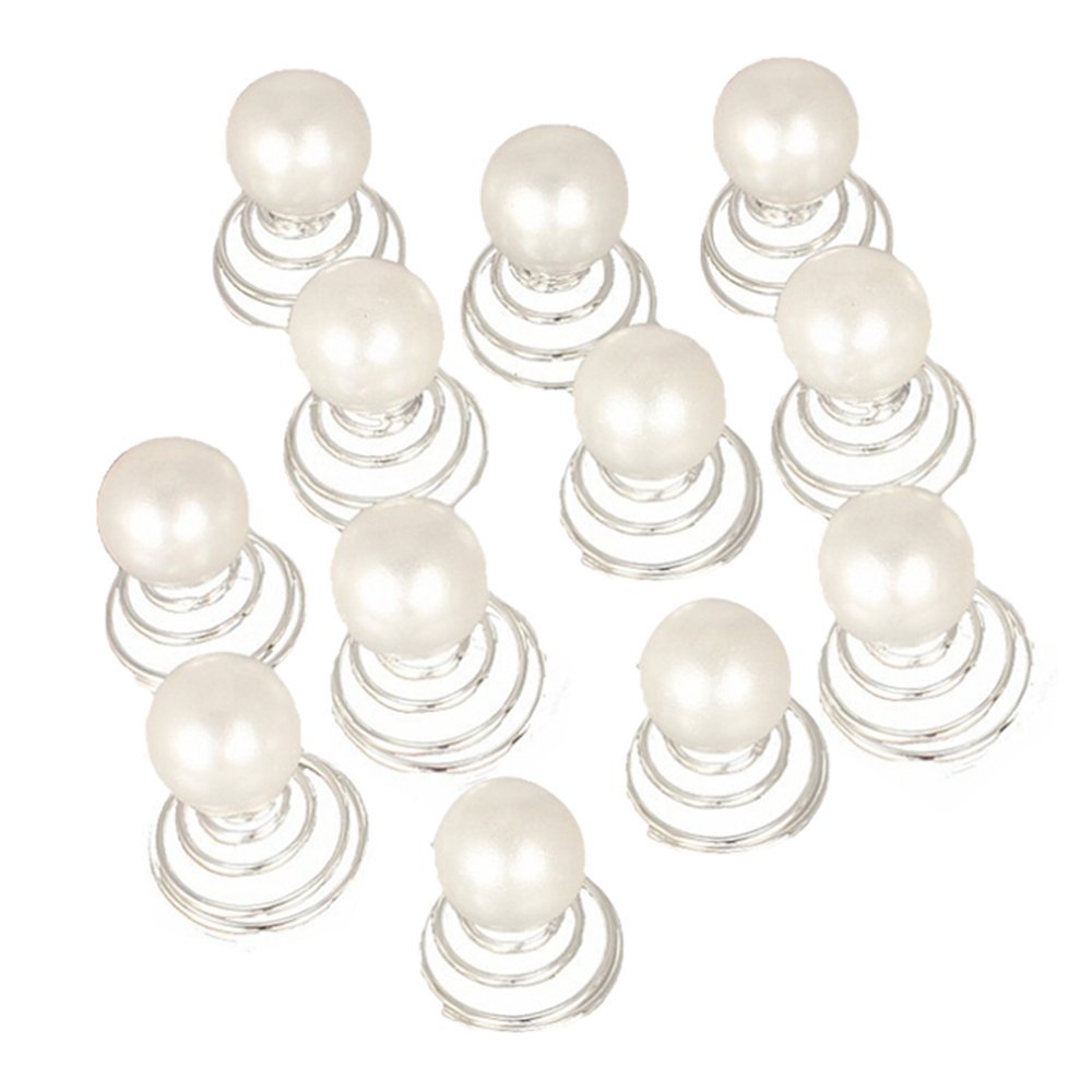 Bluelans® 12 X Spiral Twist Pearl Bridal Wedding Clip Hair Pins