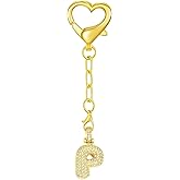 Poagoep Initial Letter Keychain for Women Gold Cute Heart Keyrings for Wallet Backpack Bag Charm Car Key Chain Accessories