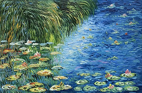 baccow - 2436" Texture Hand Painted Water Lily Pond 1914 Claude Monet Art Reproduction Framed Oil Painting On Canvas Wall Art for Living Room Bedroom Office Home decor - Thumbnail 2