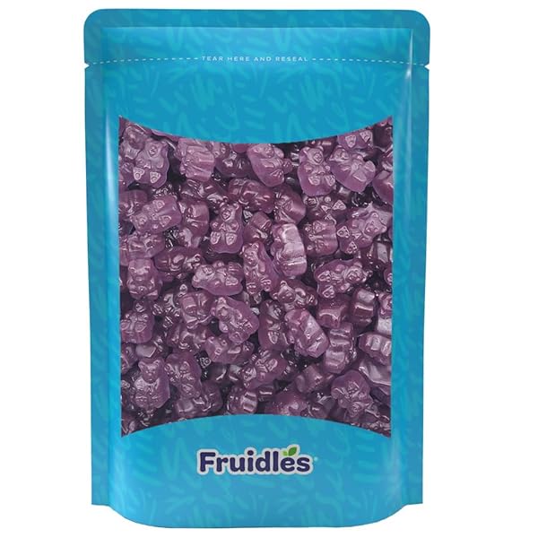 FRUIDLES GRAPE GUMMI BEARS CANDY, FRUIT FLAVORS GUMMIES, ALLERGY FRIENDLY, NON-GMO, NO ARTIFICIAL SWEETENERS (8OZ BAG)