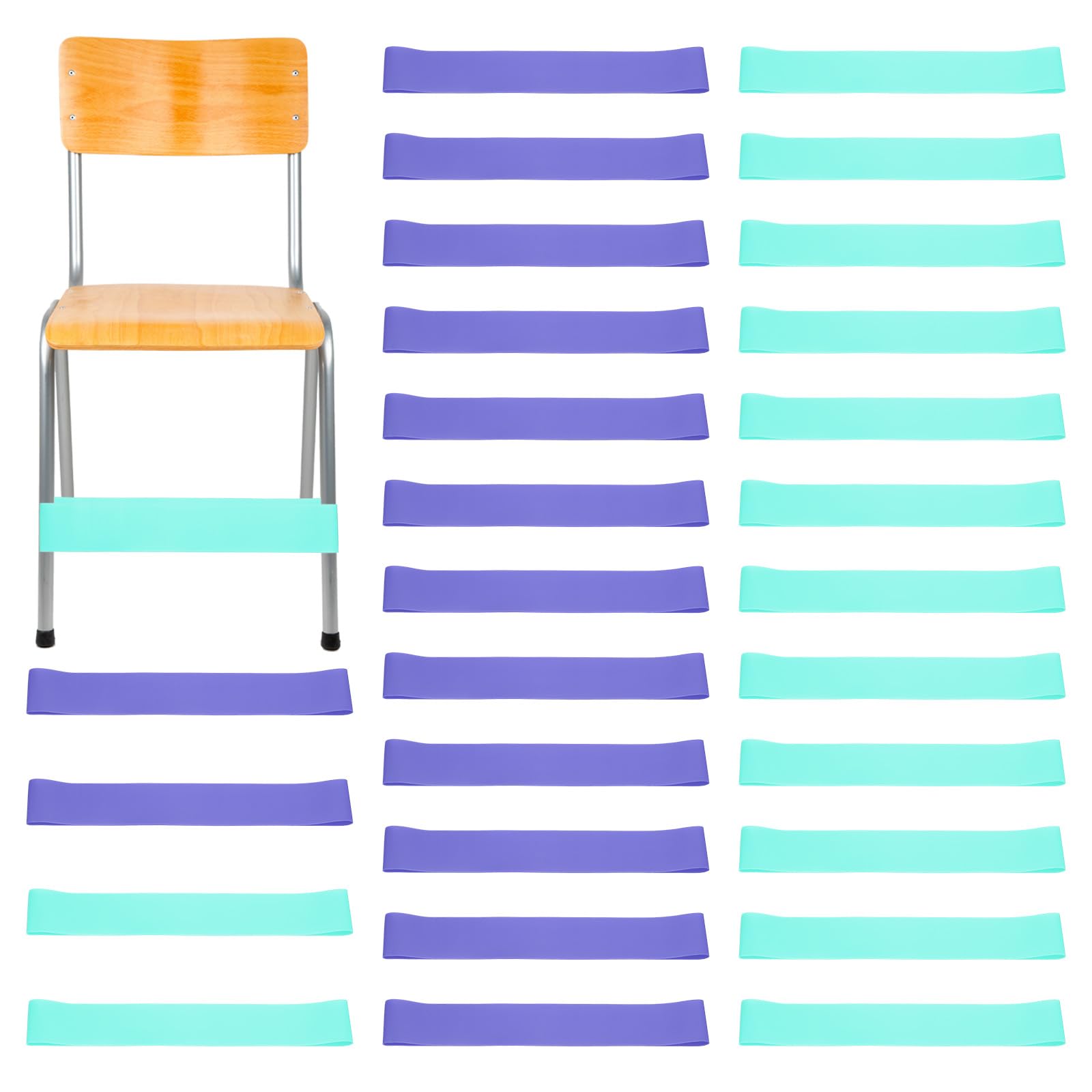PATIKIL Fidget Bands for Classroom Chairs, 1 Set/24 Pcs, Chair Bands Relieve Anxiety for Classroom Seats and Desks, Blue/jade-green