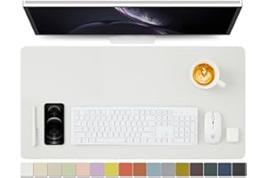 HOMIEAZICOZI Leather Desk Mat - Non-Slip PU Desk Pad for Office and Home - Desk Organization and Accessories - Ideal for Large Mouse Pad and Desk Mats on Top of Desks (White,31.5"x 15.7")