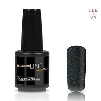N&BF UV + LED Nagellack Black Stratos Blue (Blau) | Magic Polish Schwarz Glitzer | 15ml Profi Hybrid Gel dünnviskos | Gellack