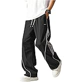 SOLY HUX Men's Baggy Track Pants Drawstring Elastic Waist Parachute Sweatpants Streetwear