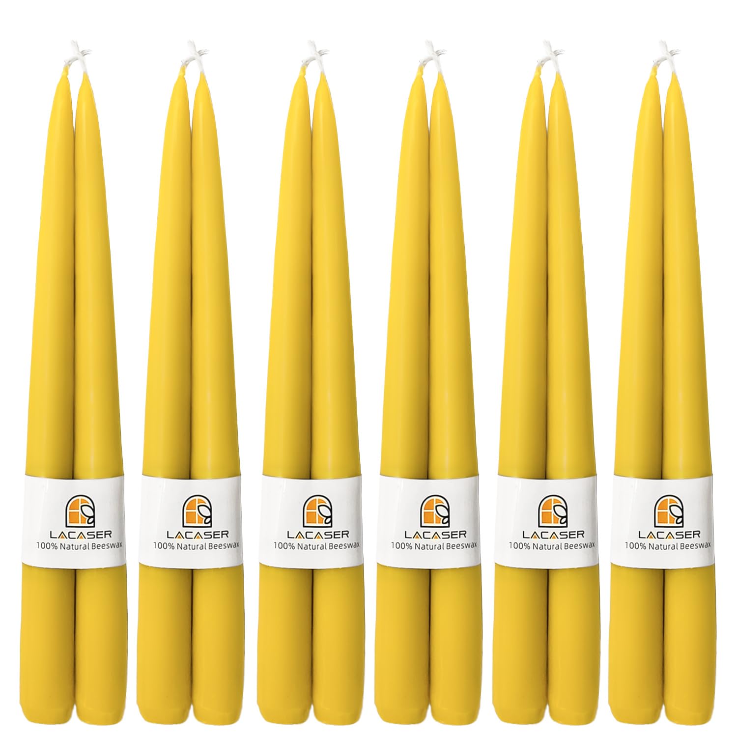 Photo 1 of Pure Beeswax Taper Candles 12pcs, 10" Tall Candlesticks, Natural Bees Wax Candles for Home, Smokeless & Dripless Beeswax Candles, Subtle Honey Scent, 8 Hours Burn Time by Lacaser