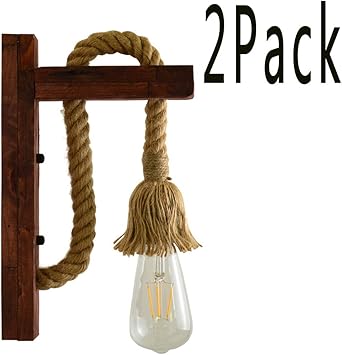 Zozmy Retro Creativa Madera Lampara De Pared Vintage Industrial