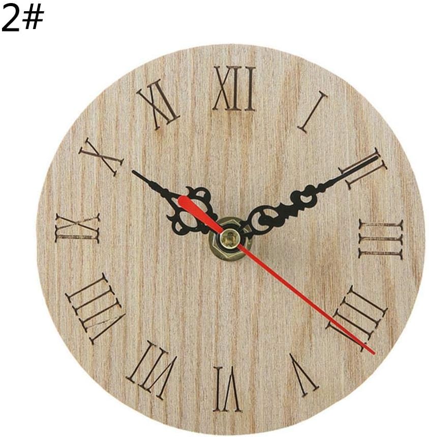 Heitaisi Wall Clock Wooden Retro Clock Creative Kitchen Clock Circular Brackets Home Furnishing Decorative Clock Study Office Bedroom Living Room(Without Battery)