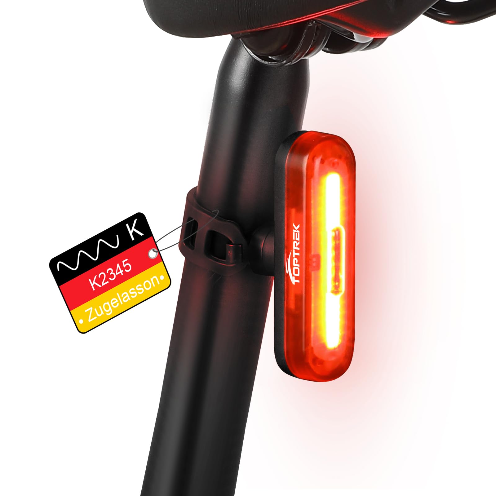 toptrek Rücklicht Fahrrad Sichtweite 200 Metern | Bike Rear Light Led StVZO Zugelassenes | Fahrrad Rücklicht USB-C Aufladbar Batterie | Fahrradlicht Hinten IPX5 Wasserdicht für Rennrad, MTB, E-Bike 8