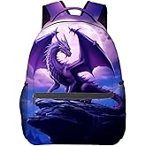MIEPOS Purple Dragon Backpack,Majestic Animal Polyester Backpacks,Lightweight Double Shoulder Back Pack for Kids Teens,Cool Bookbag,School Bag Gifts,Casual Travel Daypack Book Packs
