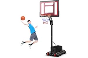 S AFSTAR Basketball Hoop, Max to 8.5 FT, 10 Adjustable Heights, 40" Shatterproof Backboard, 77 LBS Weight Bag Included, Porta