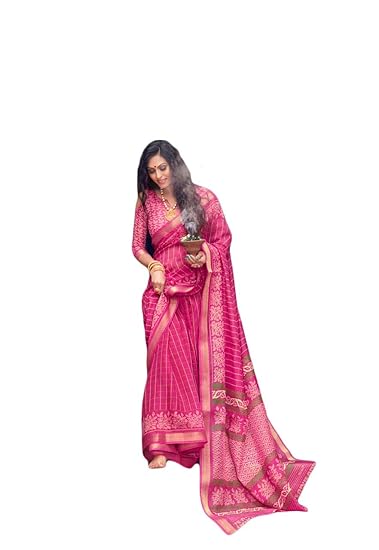 Wear Affair Womens Cotton Zari Patta Saree with Blouse Piece