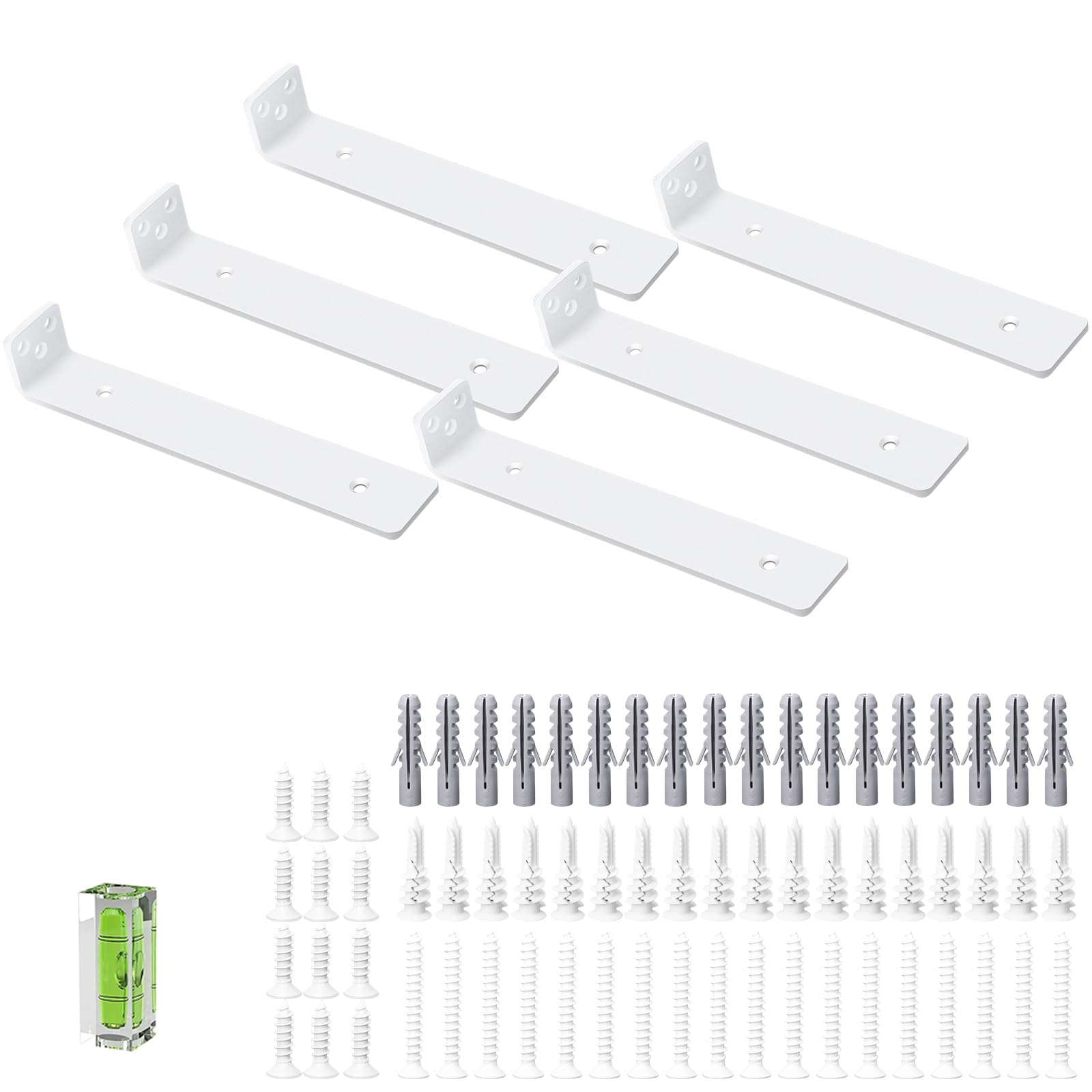 White Heavy Duty Metal L Brackets - 6 Pack Wall Mounted Shelves (25cm/10inch) — image 1