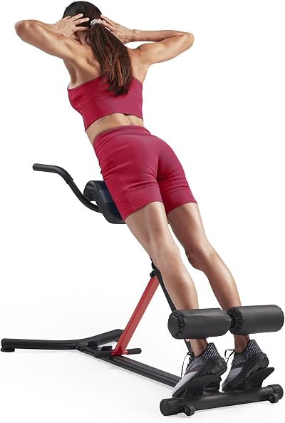 Sunny Health & Fitness Hyperextension Roman Chair with Dip Station Black
