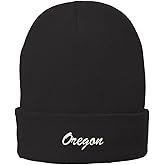 Trendy Apparel Shop Oregon Embroidered Winter Folded Long Beanie