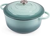 Nuovva Enamelled Cast Iron Dutch Oven 6.4 Qt with Lid Sea Salt 28cm