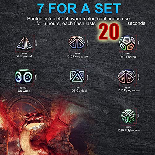 Dungeons and Dragons Dice Set Rechargeable DND Dice with Charging Box for MTG,Role Playing Table Games, RPG Polyhedral
