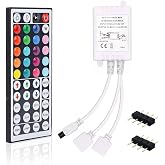 Meruido 44 Keys IR Remote Controller RGB LED Strip Light Controller Dual Output 4Pin 2 Ports with Wireless Receiver for RGB 5050 3528 LED Strip Lights