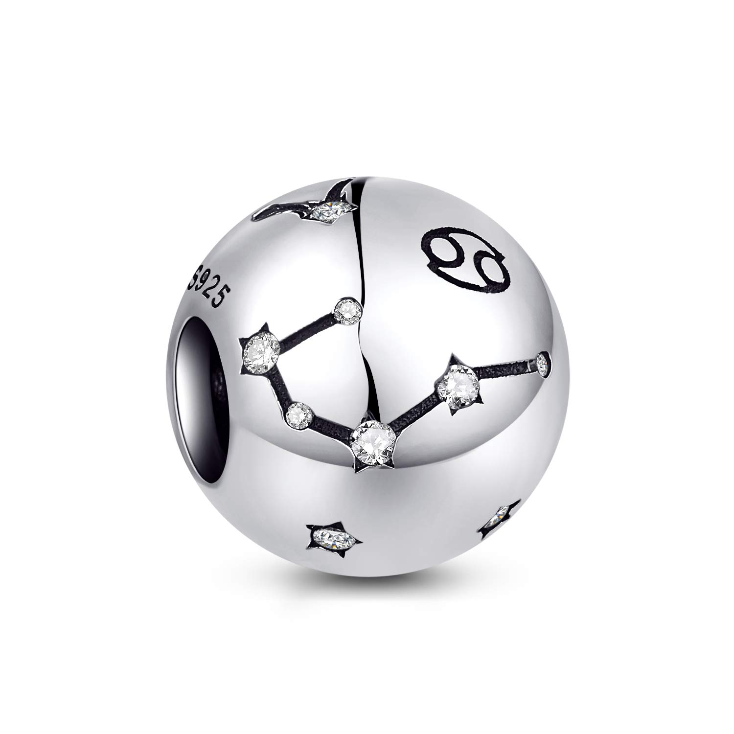NINGAN Cancer Zodiac Sign Birthday Charms - Women's Bead Charms 925 Sterling Silver Charms Fits Pandora Bracelet & Necklace for Women & Friends