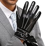 Best Winter Mens Leather Gloves Made of Australia Lambskin Drive/work/motorcycle Riding/cycling（LESS THAN $27.88 ARE FAKE, PLEASE FOUCS ON GENUINE KWESOR GLOVES）