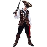 PGOND Boys Deluxe Pirate Costume with Hat Party Costume