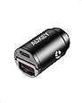 AUKEY Car Charger Compatible with iPhone 12/12 Mini/12 Pro/12 Pro Max,30W USB C Car Charger with Metal Dual Port,Fast Car Charger Adapter with PPS&QC 3.0 and Mini Flush Fit for iPad, Samsung,Google