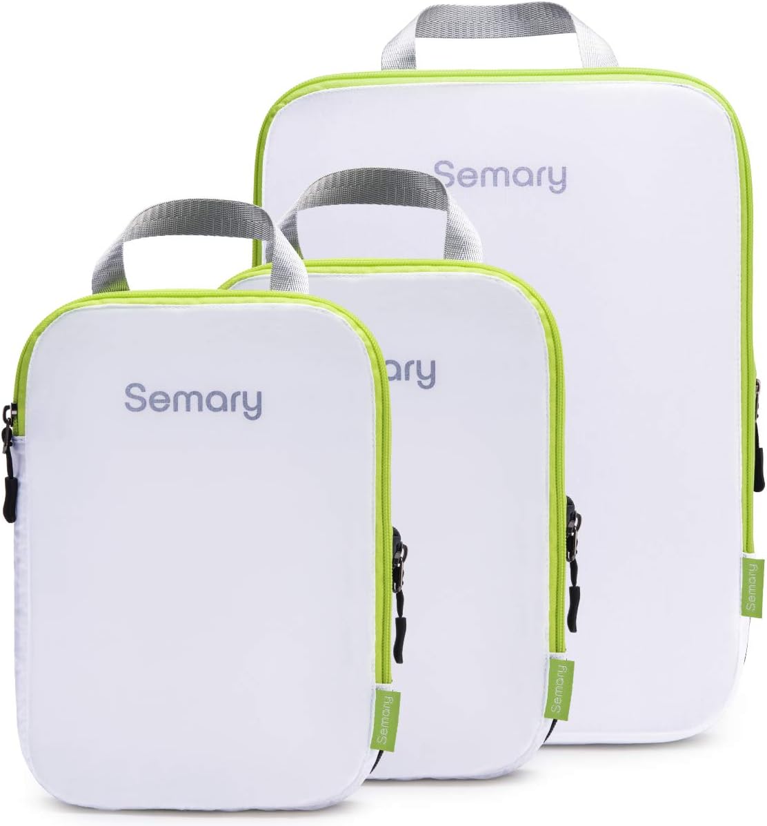 Compression Packing Cubes 3 Set Travel Organizer Accessories for Carryon Luggage Suitcase & Backpack-U8HTBAG001-White Green-Set 3