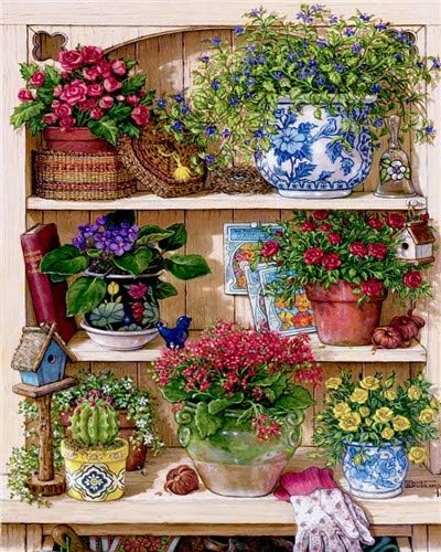 DIY Acrylic oil Painting paint by numbers kit for kids and adults Plants and flowers Gift Kits Pre-Printed Canvas Art Home Decoration 16x20 Inch (frameless)
