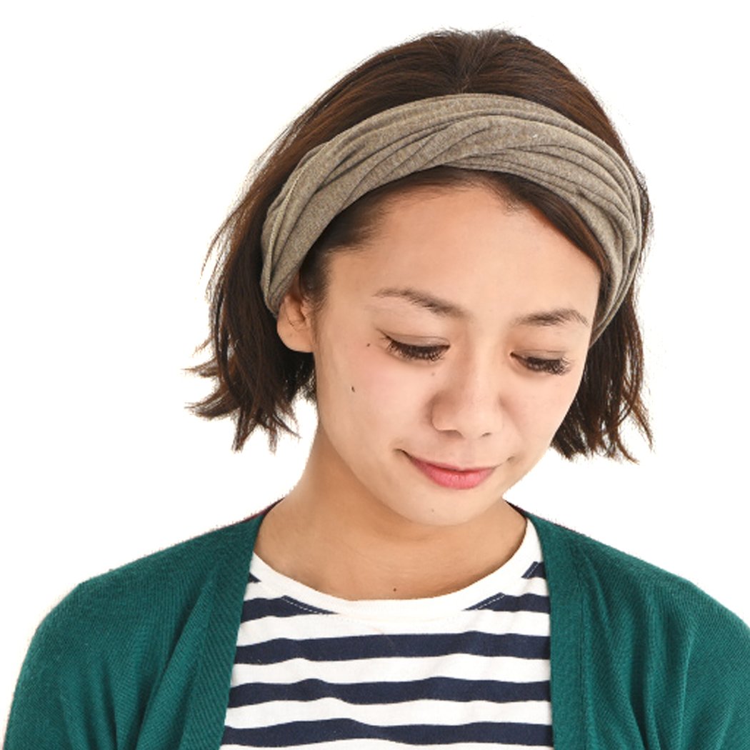 Wide ORGANIC Cotton Bandana Headband - Womens Mens bandana headbands Headwrap Elastic Head Bands Brown L