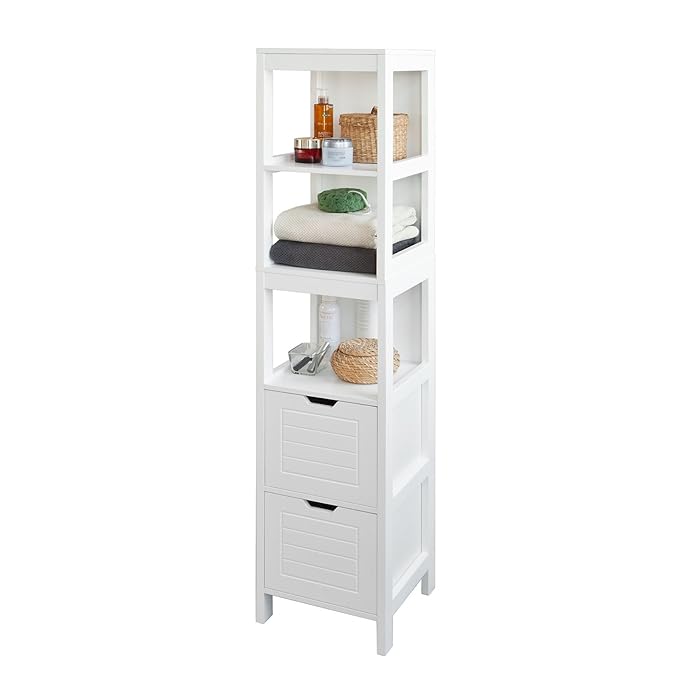 SoBuy FRG126W, White Floor Standing Tall Bathroom Storage with
