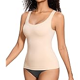 ONEW Shapewear Camisoles Seamless Tummy Control Compression Tank Tops Waist Trainer Body Shaper for Women,Beige,Large