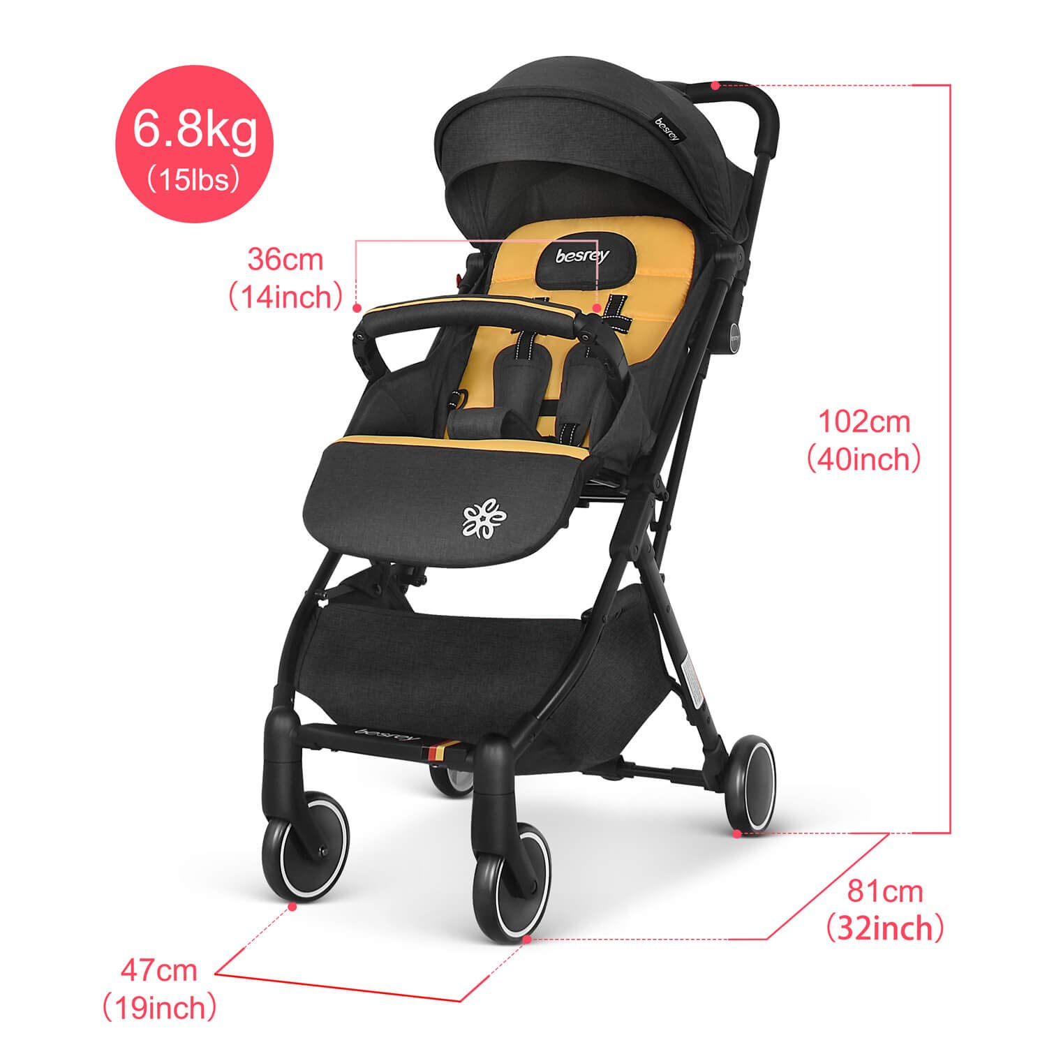 besrey airplane stroller recline