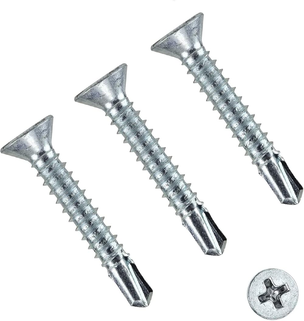 TERF Self Drilling Countersunk Screws 3.5 x 38mm Phillips Zinc Pack 100