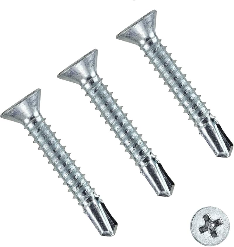 TERF Self Drilling Countersunk Screws 3.5 x 38mm Phillips Zinc Pack 100
