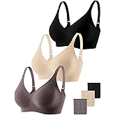 Gailife 3-Pack Smooth Jelly Bras for Women No Underwire Wireless Seamless Support Bra Comfort Push Up Bralettes Full Coverage