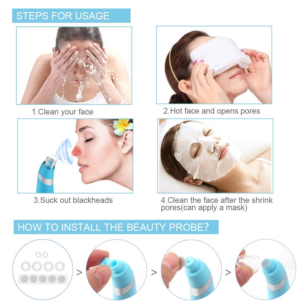 Blackhead Remover, Electric Facial Pore Cleanser Blackhead Removal Tool Pore Vacuum Extraction Tool Facial Pore Cleaner