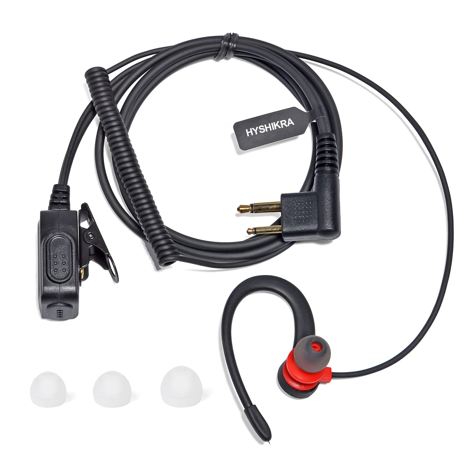 HYSHIKRA G Shape Security Earpiece with PTT, Lightweight Radio Headset Compatible with Motorola GP300 DP1400 CP040 CLS1410 Walkie Talkie (RED, 1 PACK)