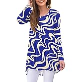 AWULIFFAN Women's Casual Round Neck Long Sleeve Loose Tunic T-Shirt Blouse Tops