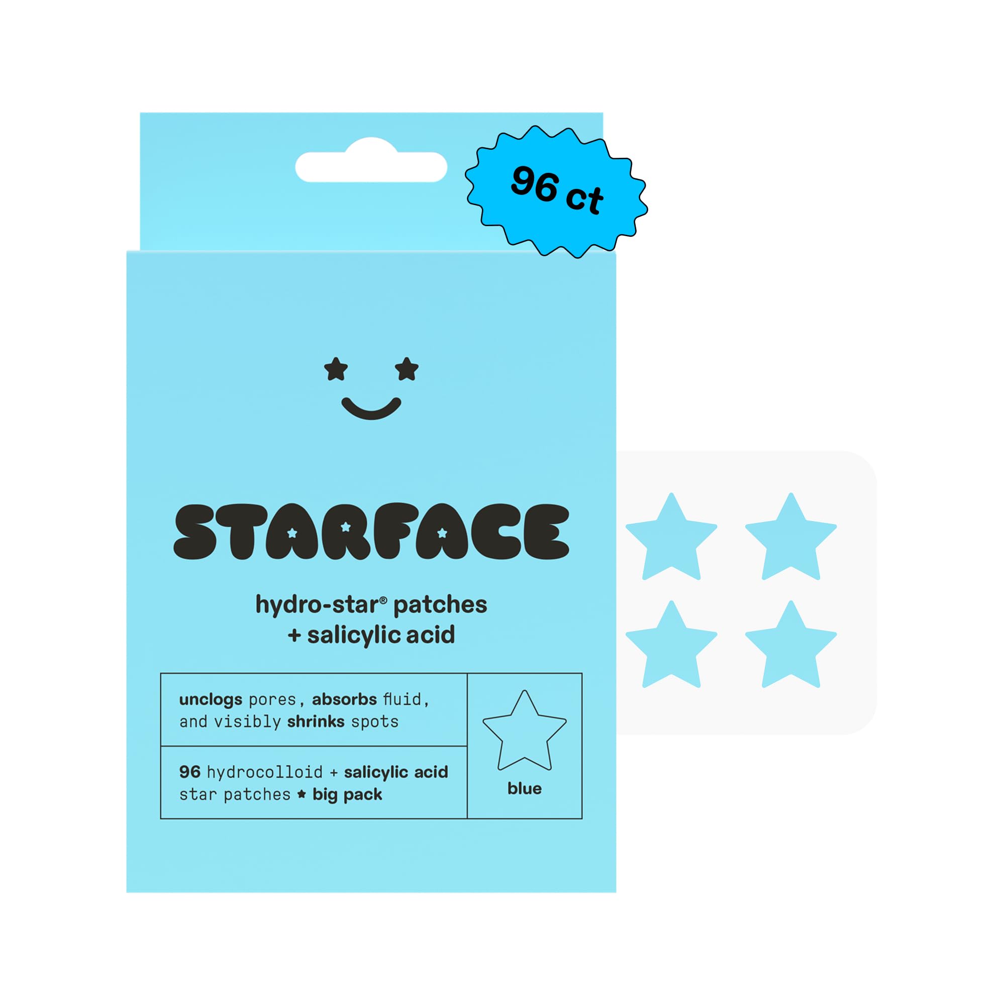 Starface Hydro-Star Salicylic Acid Patches BIG PACK, Helps Unclog Pores and Shrink Spots, Absorb Fluid and Reduce Redness, Hydrocolloid, Vegan and Cruelty-Free Skincare (96 Count)